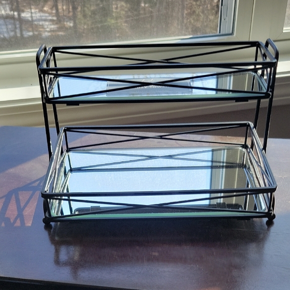 Other - Black Metal and Glass Two-Tier Vanity Tray - Home Bath